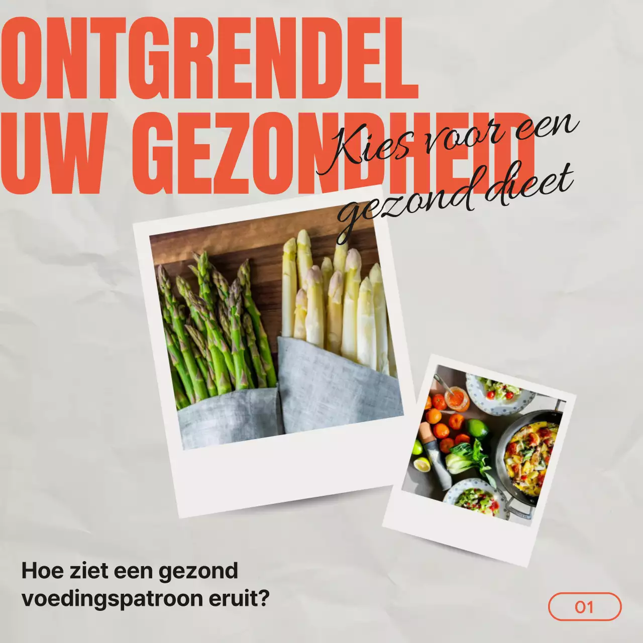 Grijze Rode Vintage Gids voor Gezond Eten & Dieet