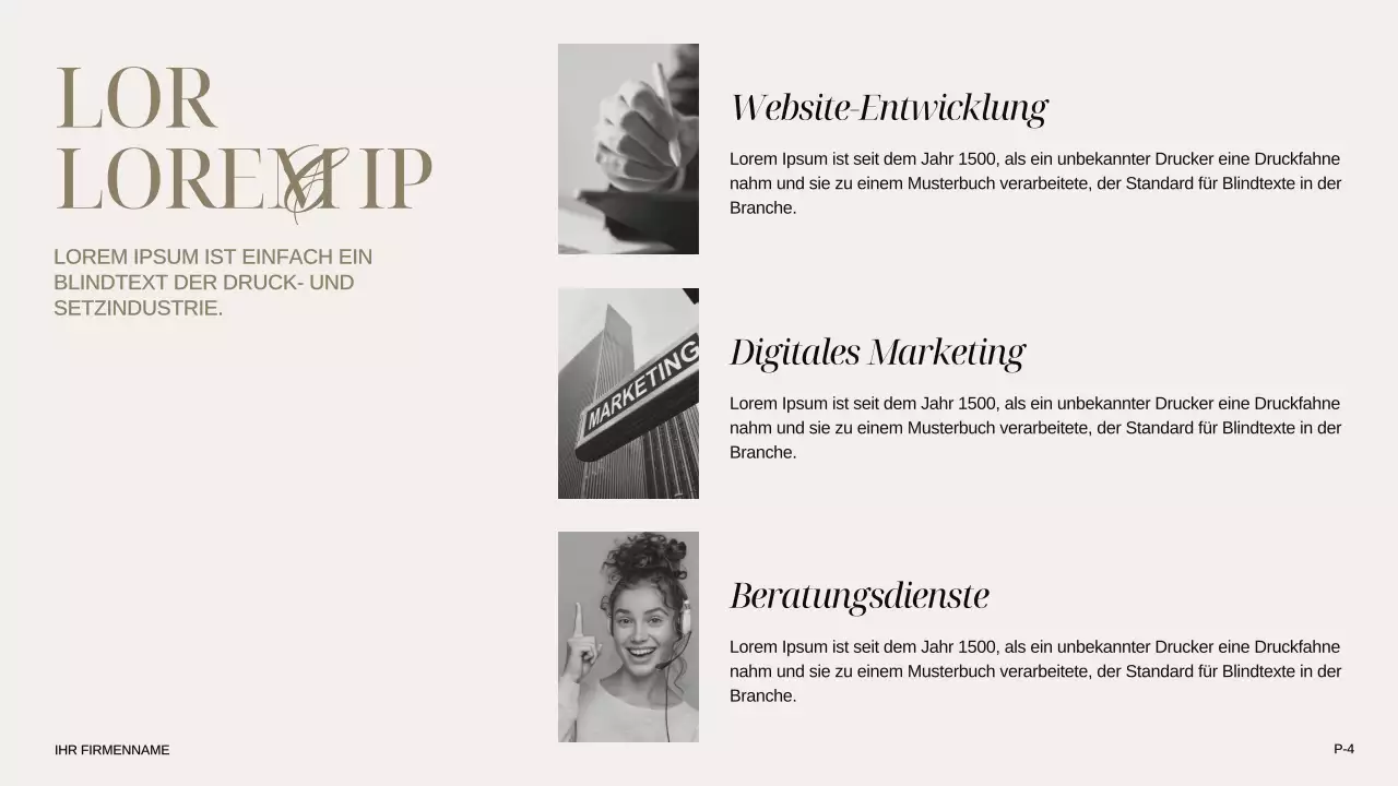 Elfenbein Khaki Schwarz Modern Elegant Einleitung des Unternehmens