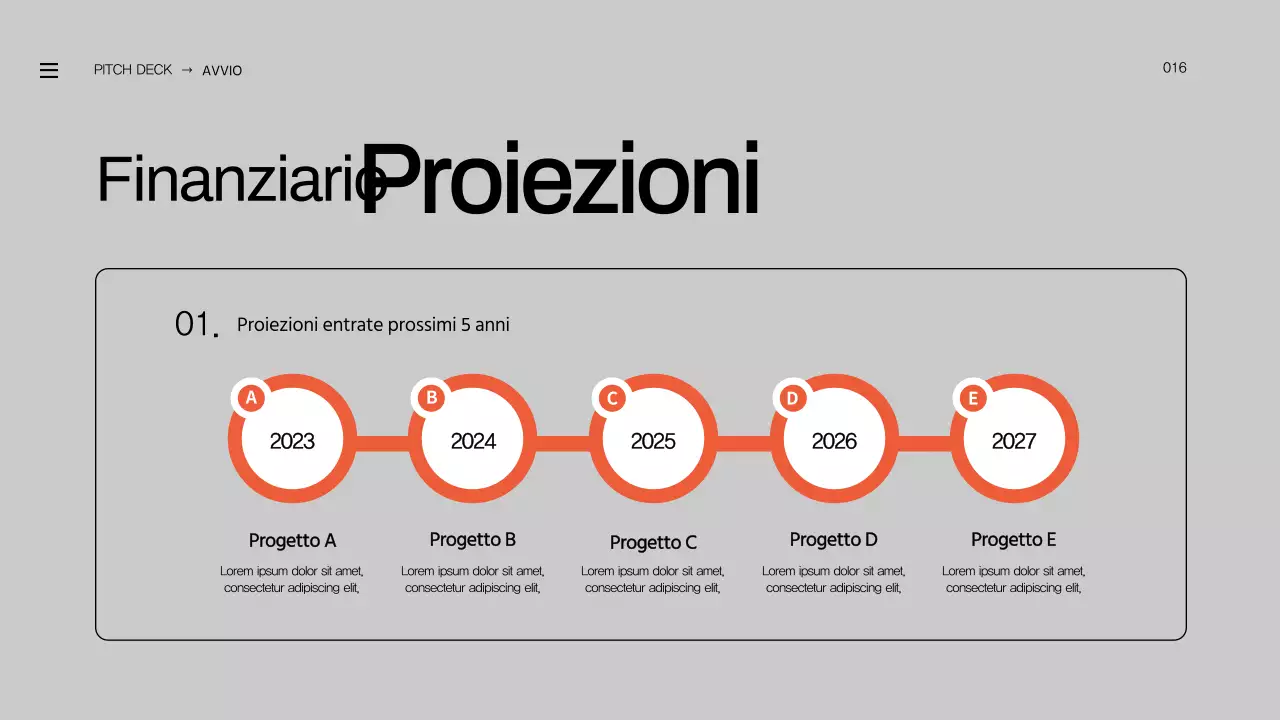 Proposta di lancio di un'impresa in grassetto arancione