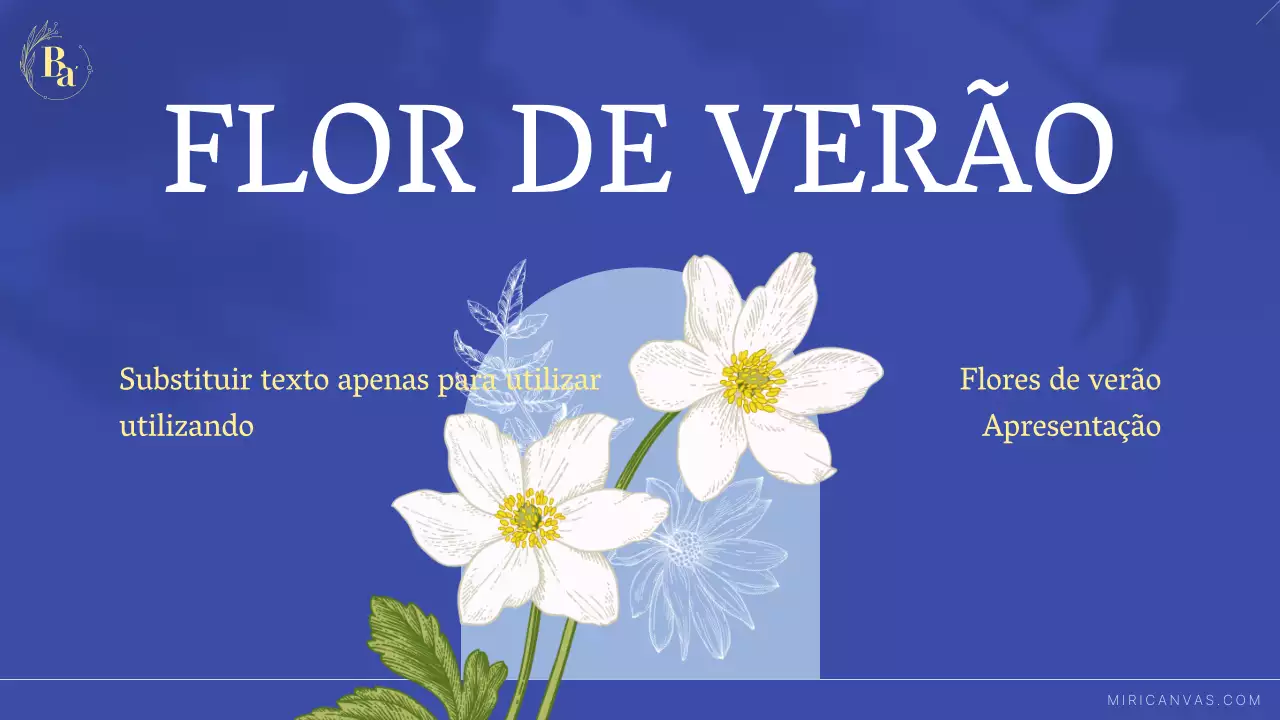 Flores de verão luxuosas em azul e azul claro Resumo da marca para pequenas empresas