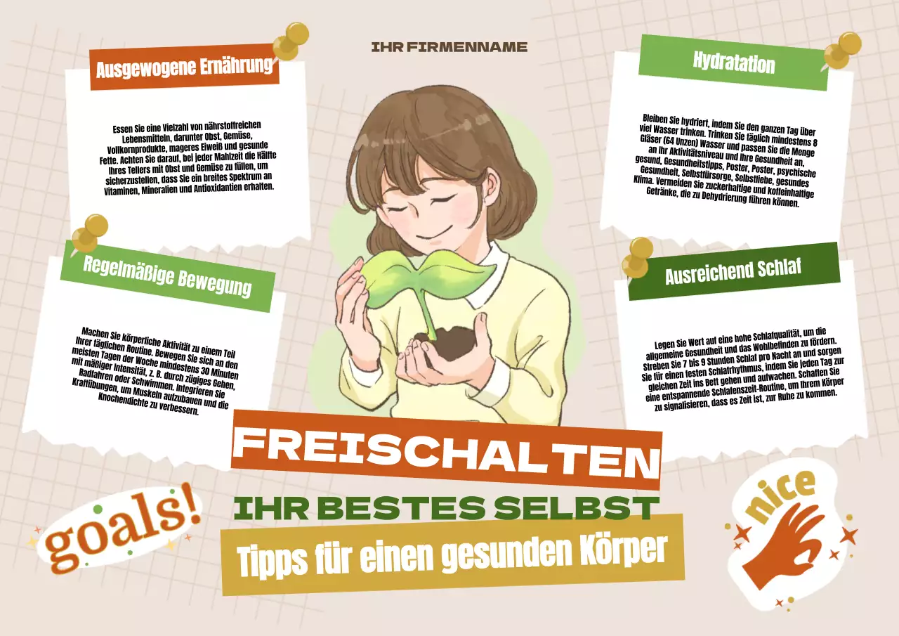 Beige Modern Tips for a Healthy Body Poster