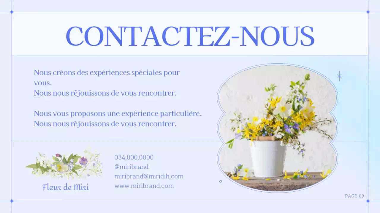 Une marque de petite entreprise simple, bleue et violette, pour un magasin de fleurs.