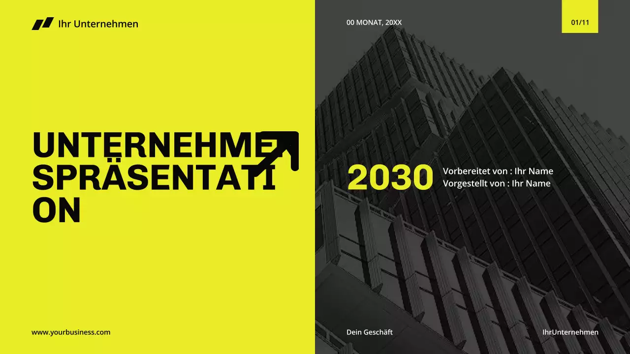 Gelb Schwarz Minimal Modern Business Firmenprofil für Firmenvorstellung