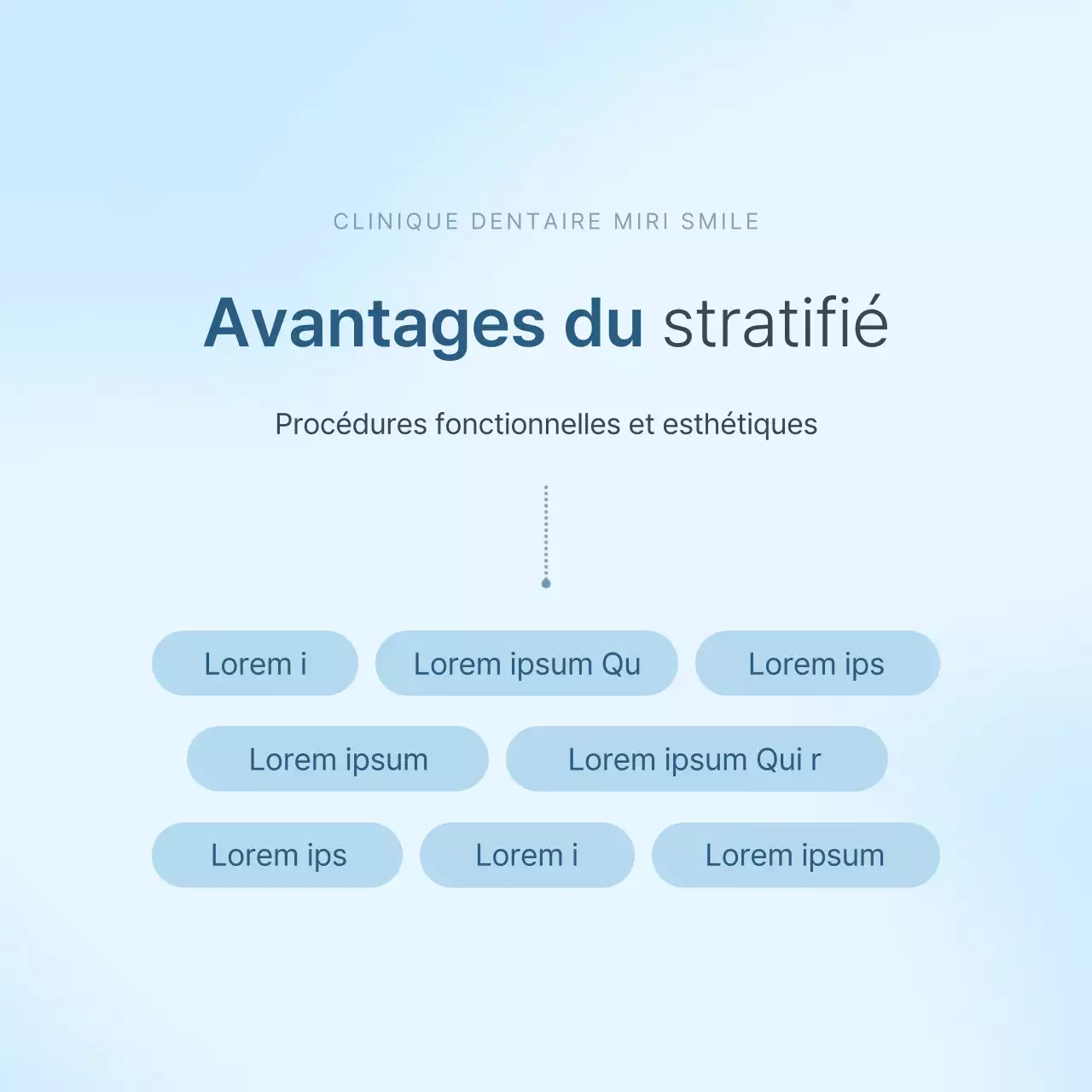 Une dentisterie simple en blanc et bleu clair pour promouvoir le guide d'information sur les procédures de l'hôpital
