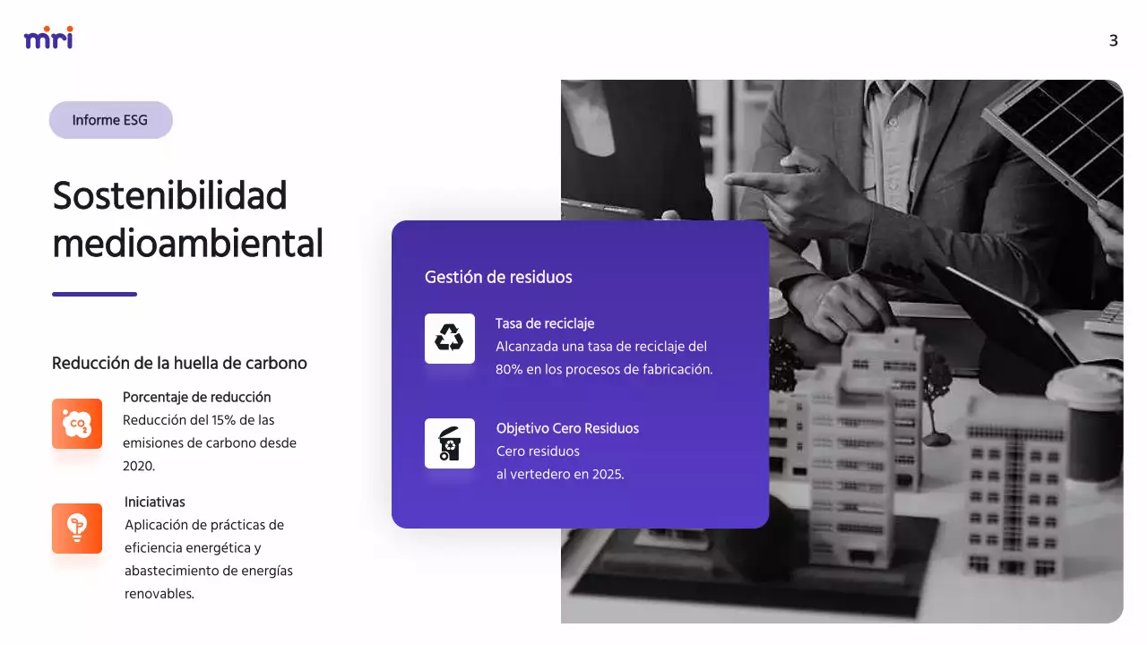 Púrpura y naranja Informe sobre la empresa moderna ESG