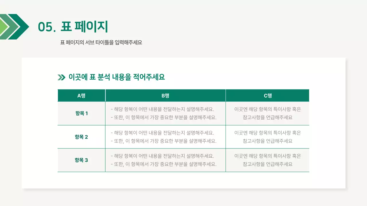초록색의 심플한 기업 보고서