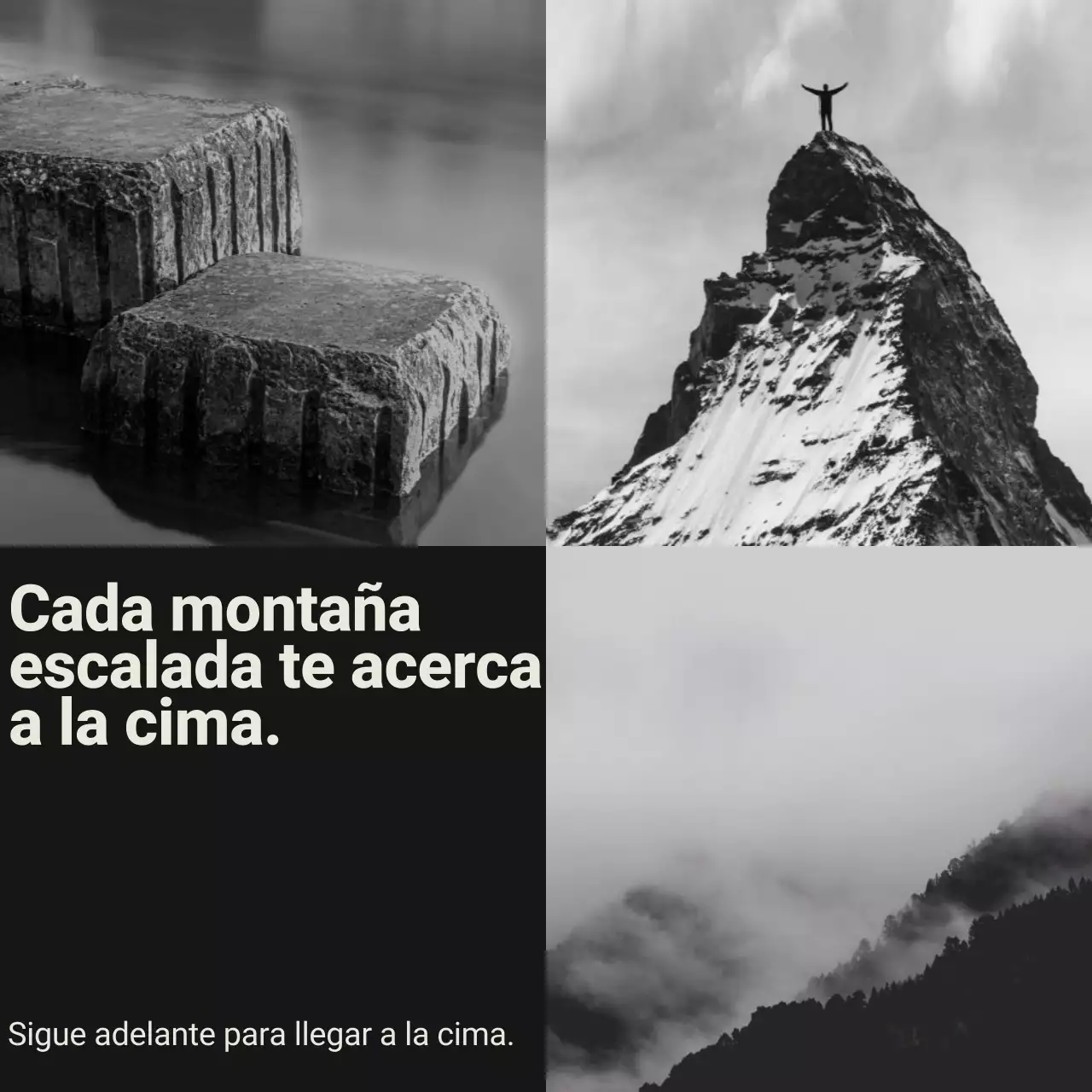 Collage moderno en blanco y negro Cita motivacional de salud mental