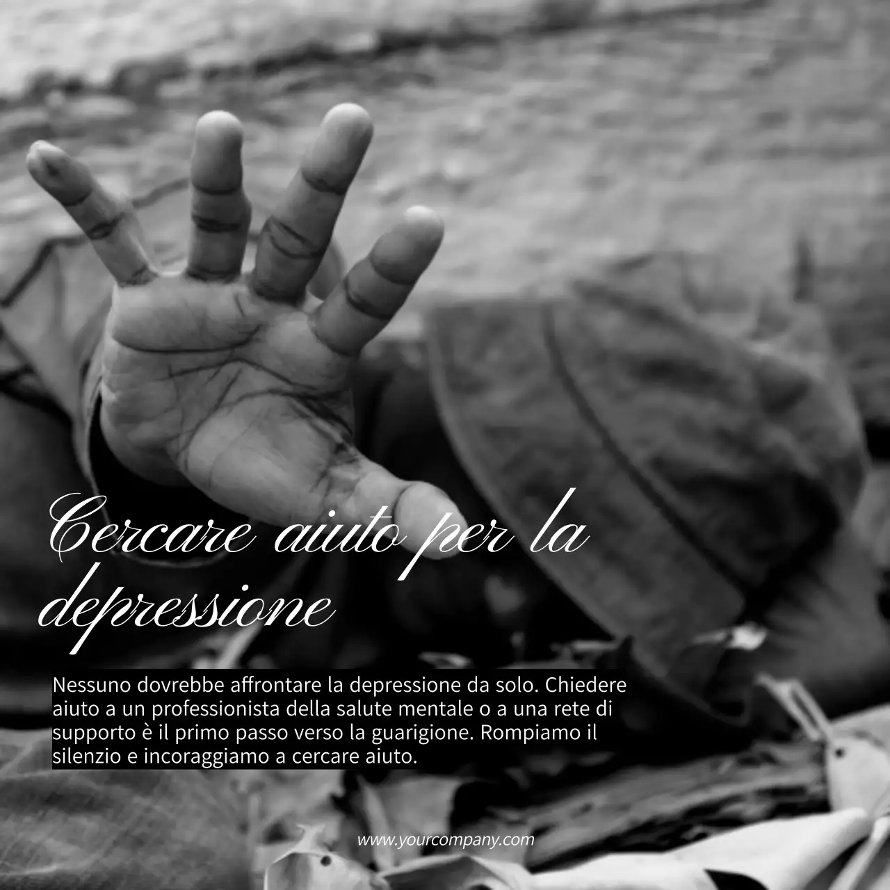 Promozione del blog sulla cura mentale in bianco e nero di tendenza