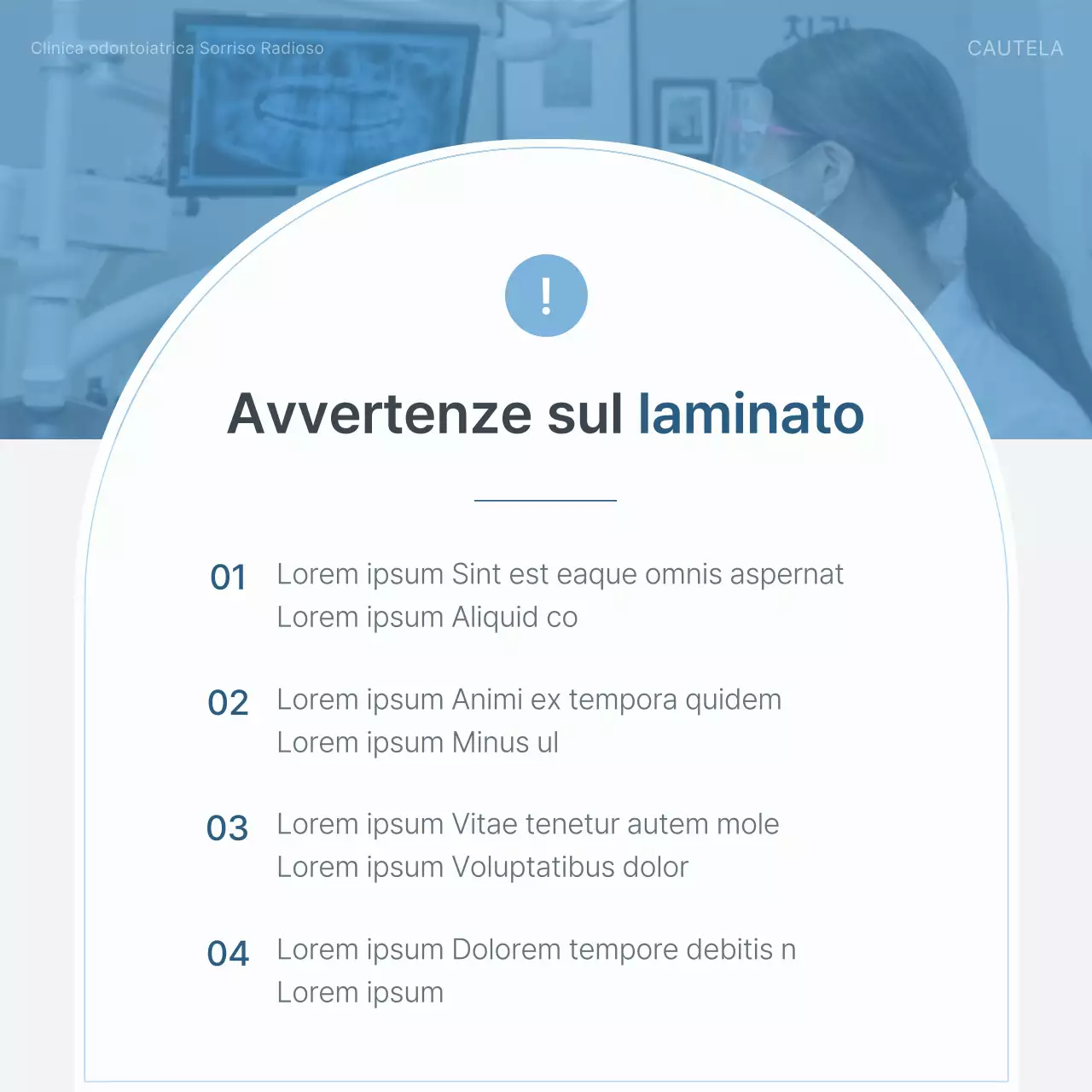 Un semplice kit di social media per il marketing dello studio dentistico, di colore bianco e azzurro, per promuovere lo studio.