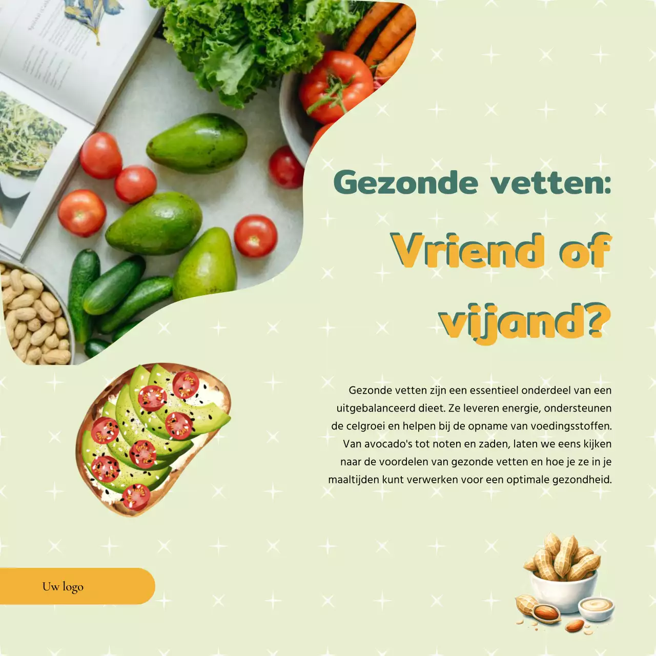 Groen en Geel Modern Gezond Eten & Dieet Publiciteit