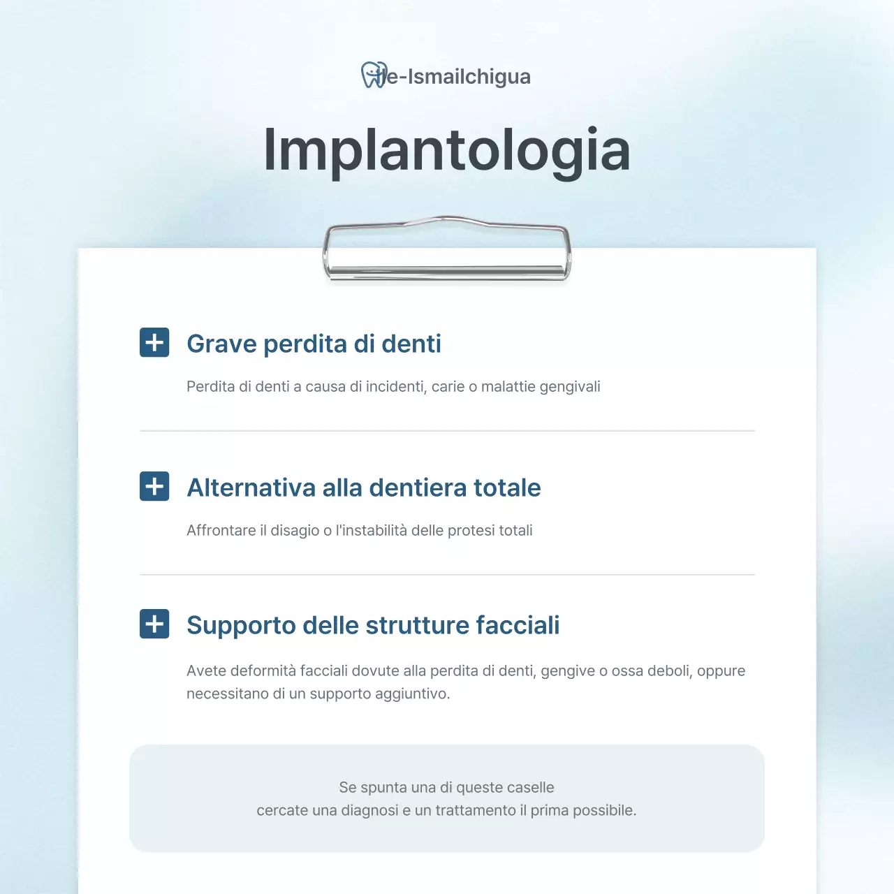 Una lista di controllo ospedaliera per la promozione di uno studio dentistico semplice di colore bianco e azzurro