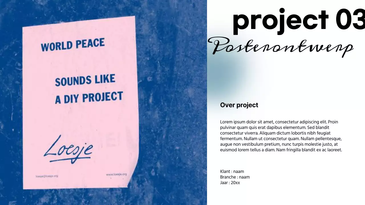 Hemelsblauw en wit eenvoudig grafisch ontwerp portfolio