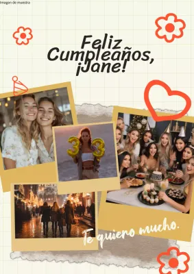 Vídeo de felicitación de cumpleaños moderno beige anaranjado