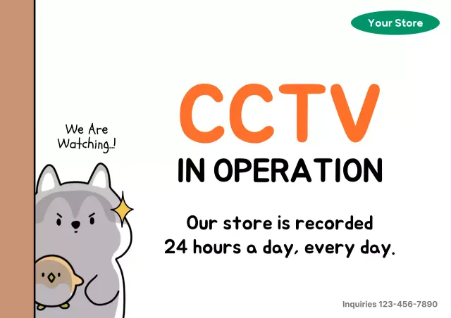 Poster Pemberitahuan CCTV Komik Oranye