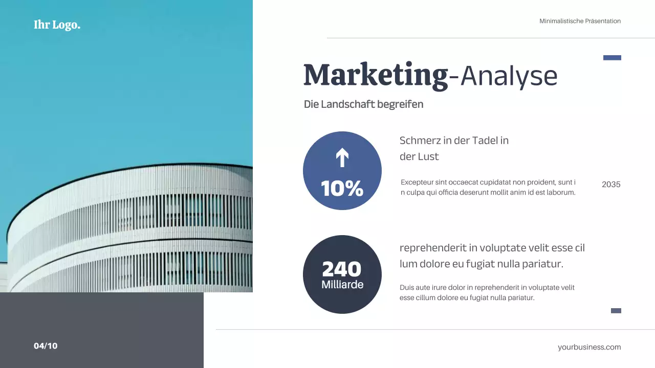 Weiß Blau Minimal Einfacher Marketingplan Strategie