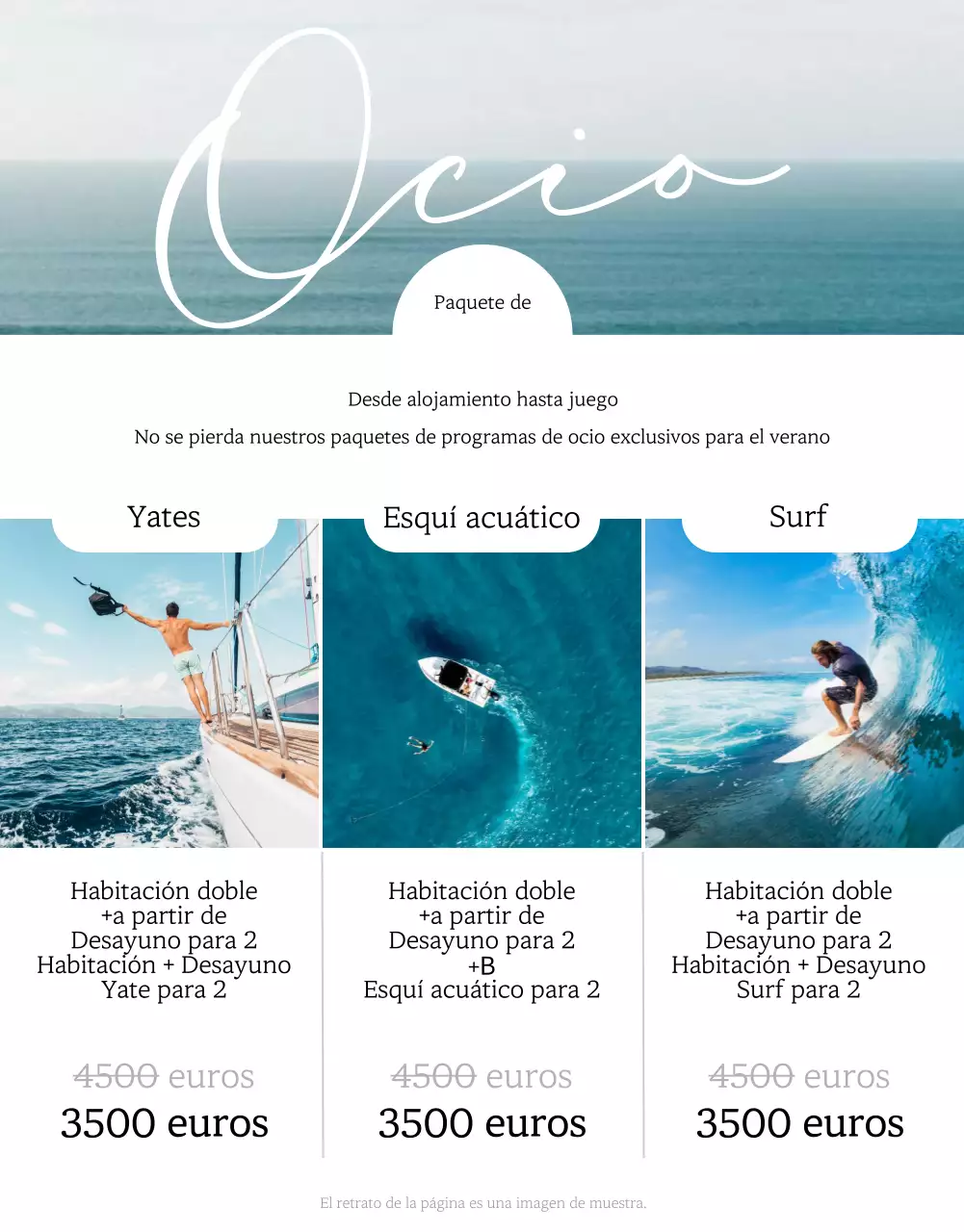 Promoción de verano de un hotel sencillo en blanco y negro