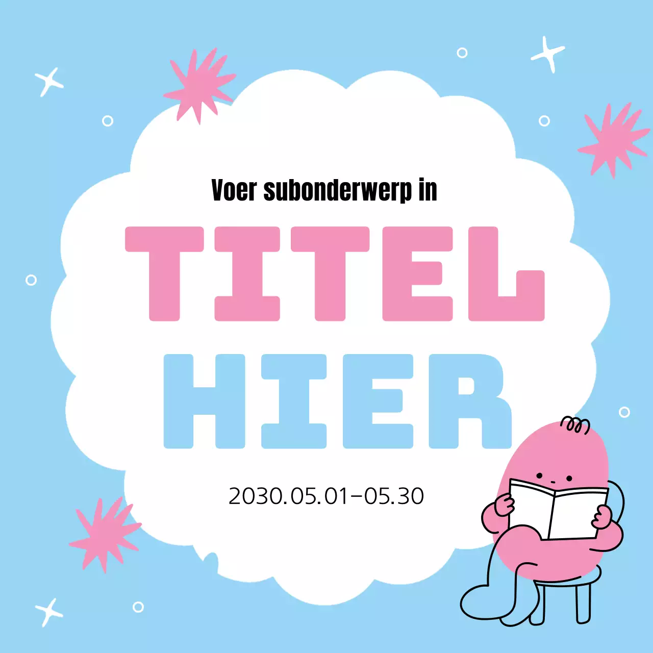 Mooie titellijst in lichtblauw en roze