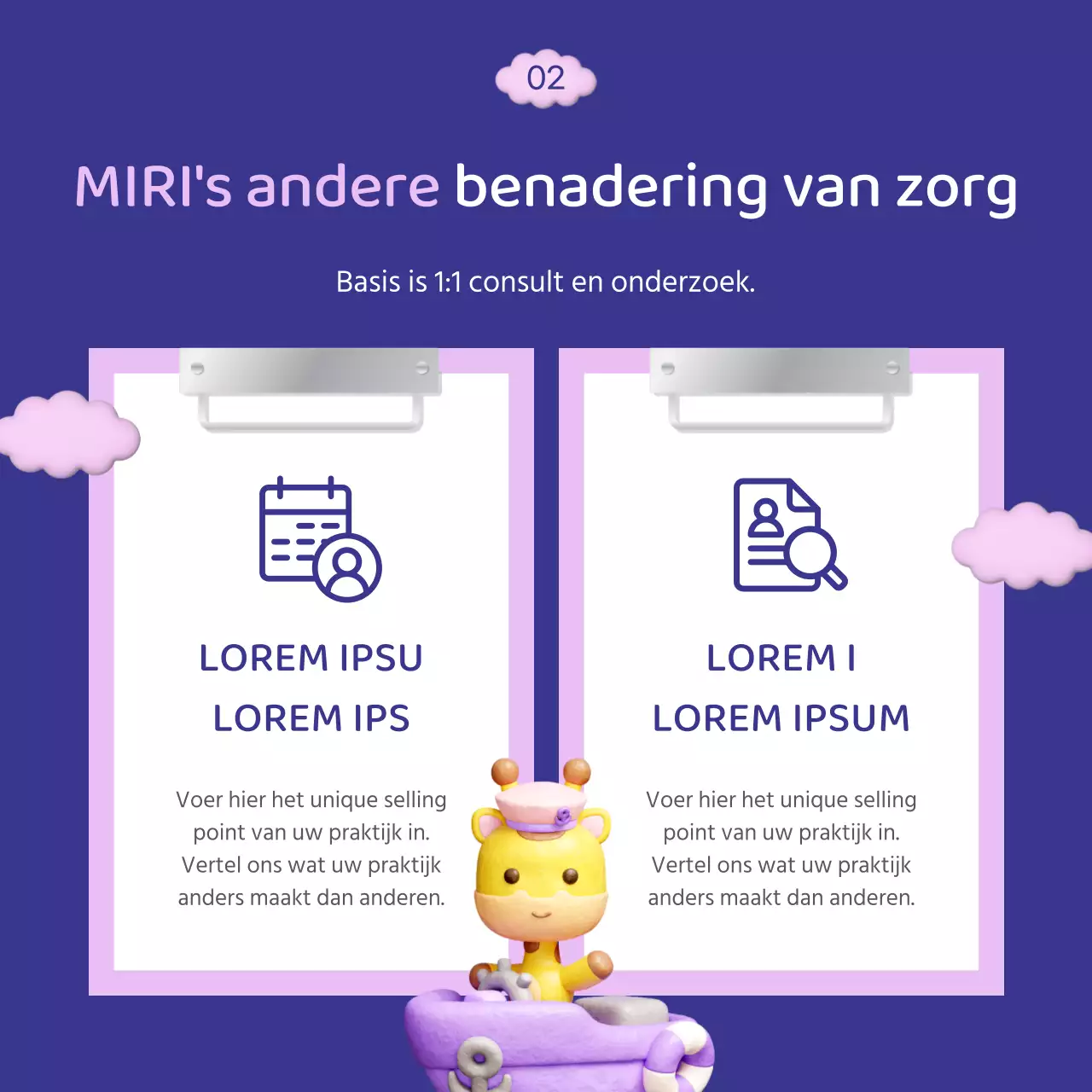 Een paarse en roze, knuffelige groeikliniek promoten