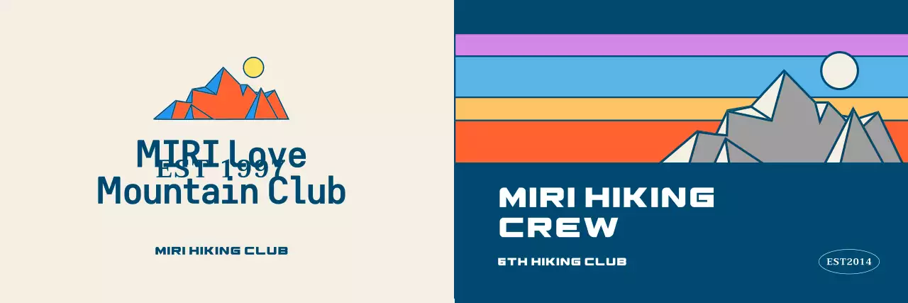 Câu lạc bộ thể thao với hình minh họa núi với nhiều màu sắc khác nhau