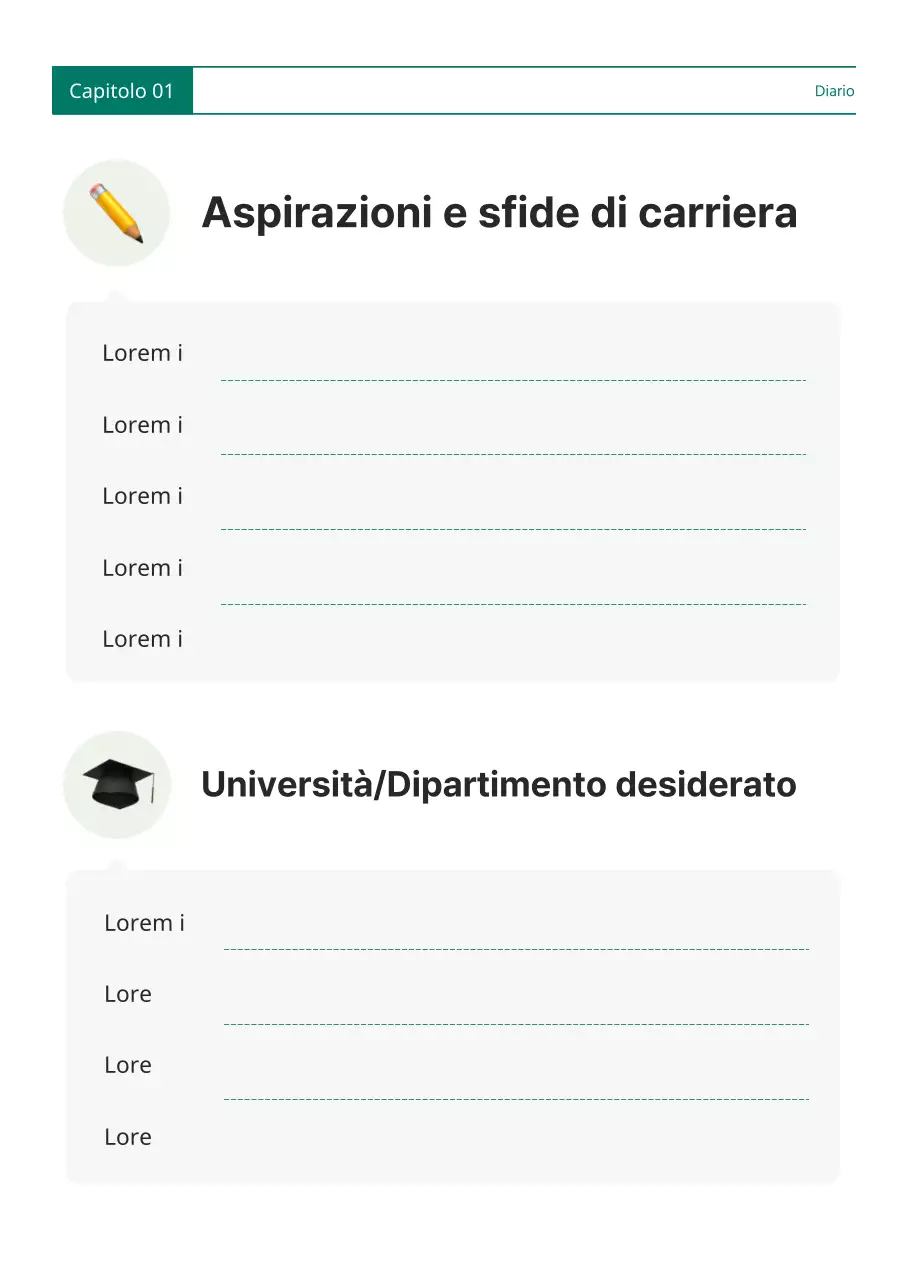 Una semplice agenda verde e bianca