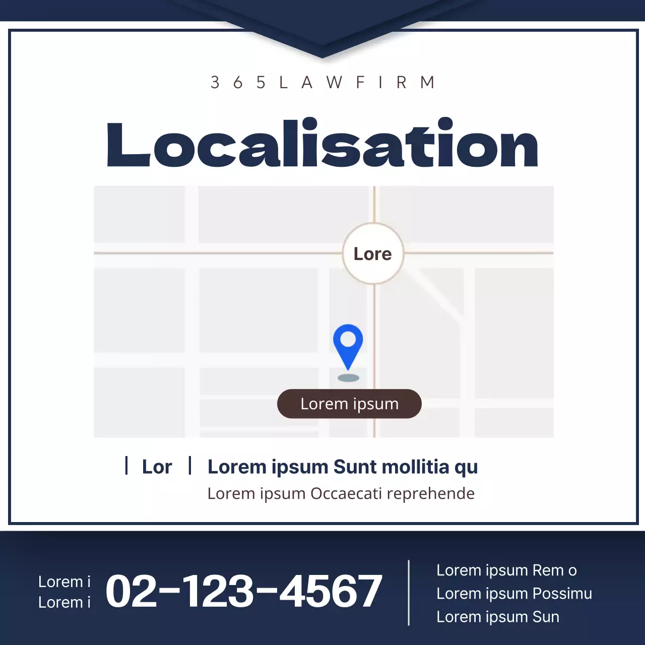 Un simple poste de cabinet d'avocats en bleu marine et marron