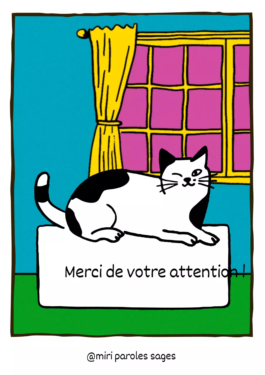 Affichez une illustration de bande dessinée d'un chat mignon en vert et bleu clair.