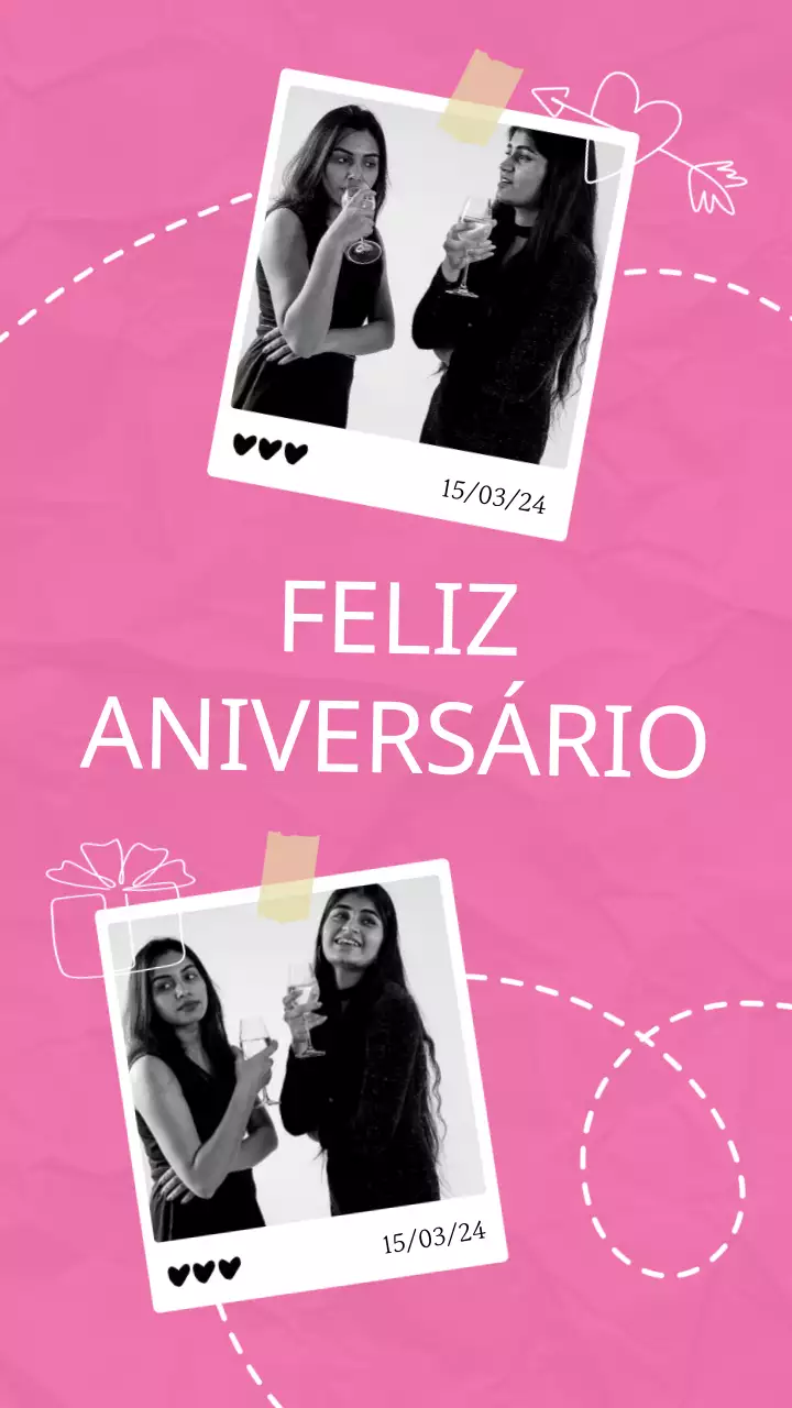 Publicidade de aniversário com tendência rosa quente