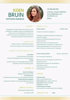 Beige Groen Minimal Modern Software Engineer CV