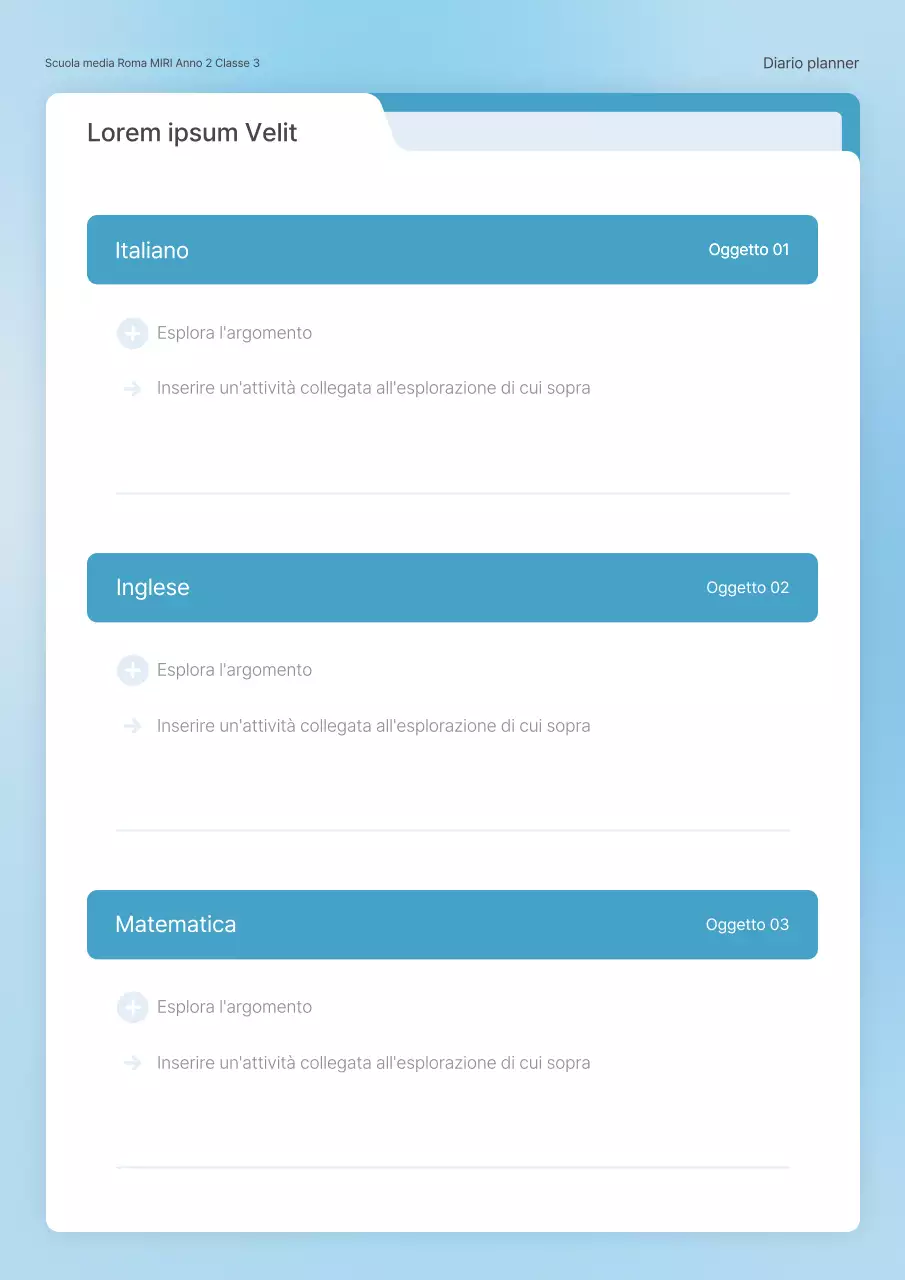 Una semplice idea di cartella in azzurro e bianco per un diario scolastico
