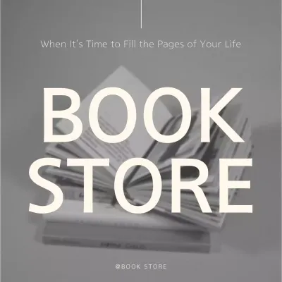 Promote a trendy bookstore bookcafe in gray and beige