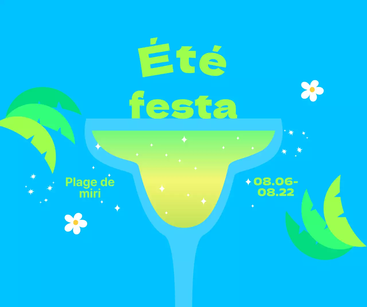 Un festival d'été frais et rafraîchissant avec des palmiers et des fleurs