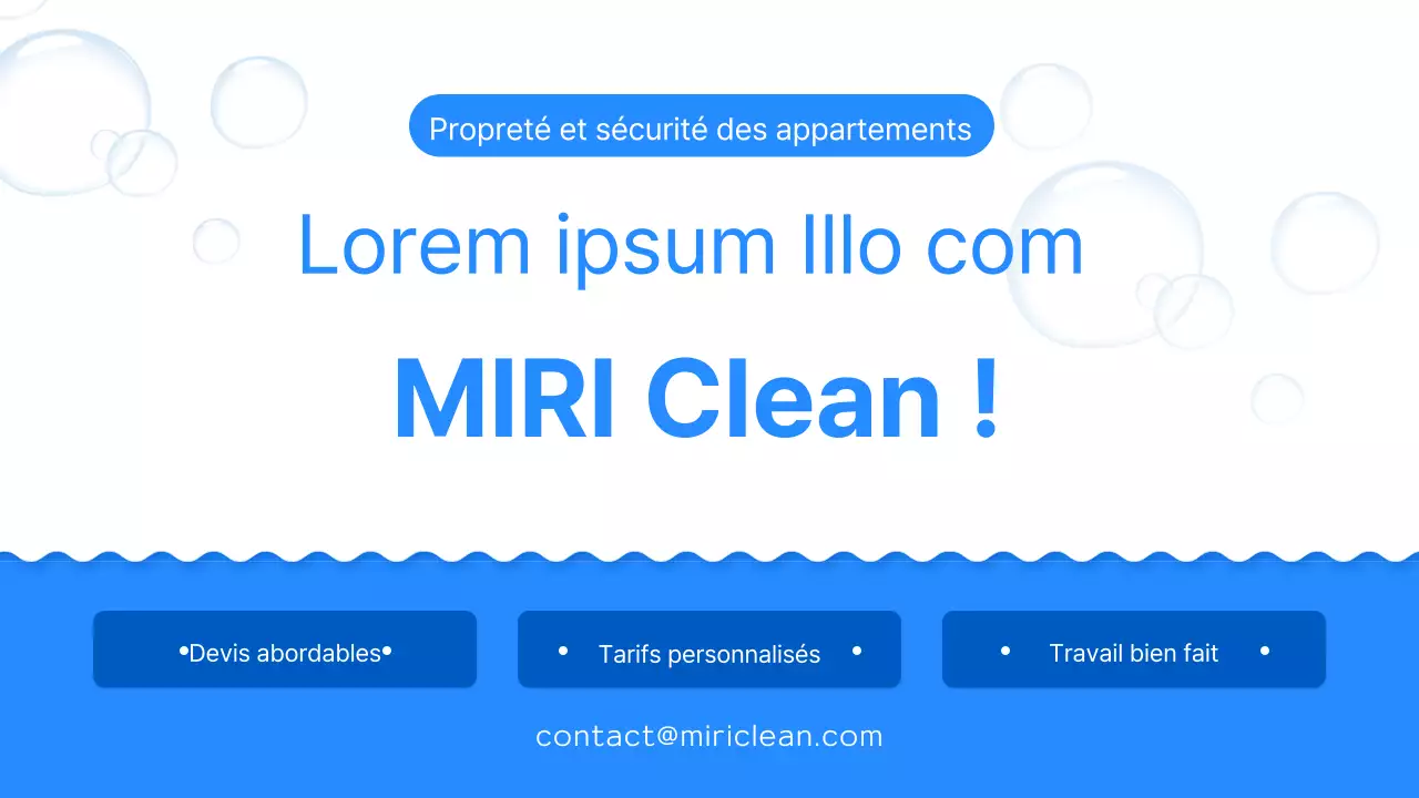 Un simple prospectus bleu et blanc pour une entreprise de nettoyage qui emménage