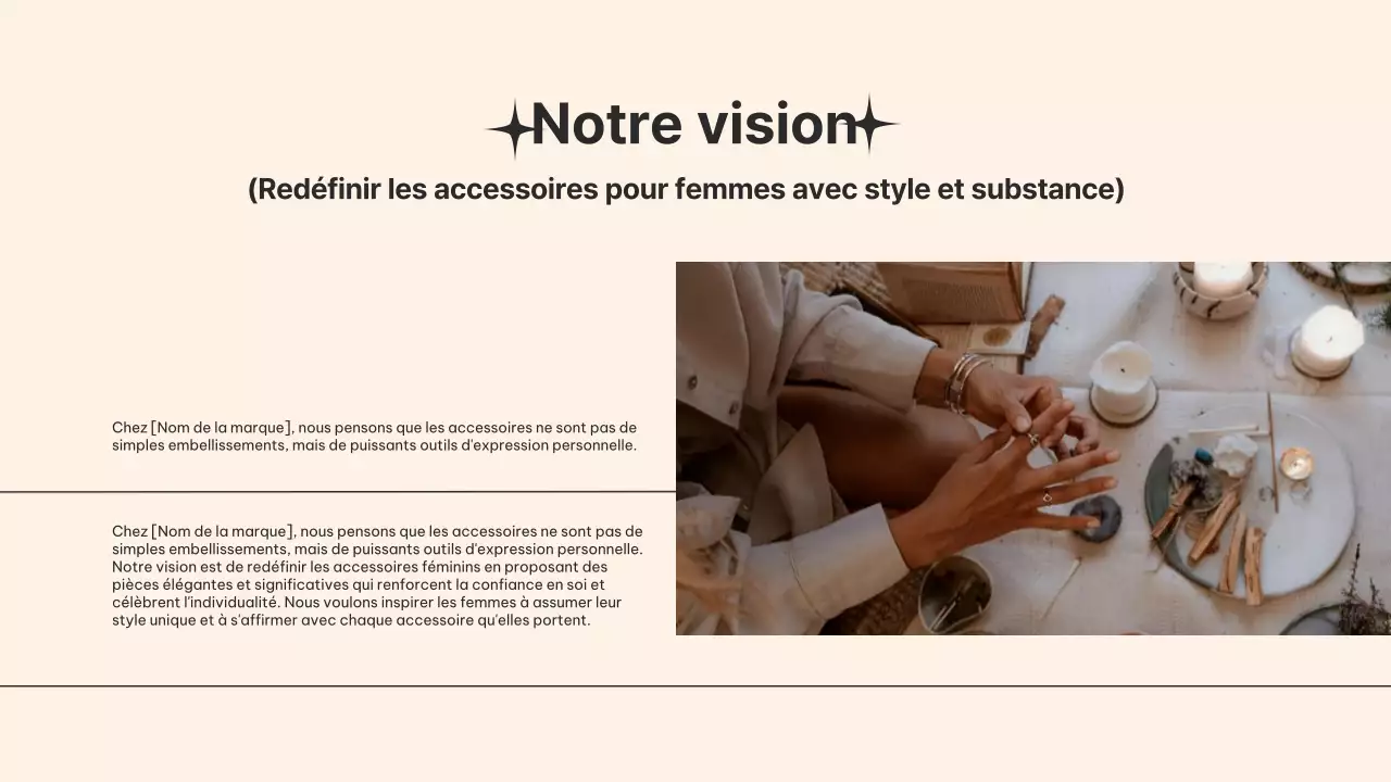 Beige elefant femme business product pitch