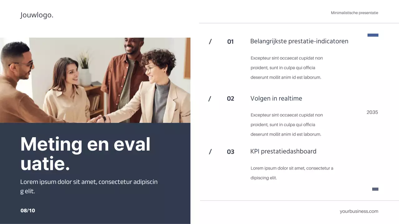 Wit Blauw Minimaal Eenvoudig Marketingplan Strategie