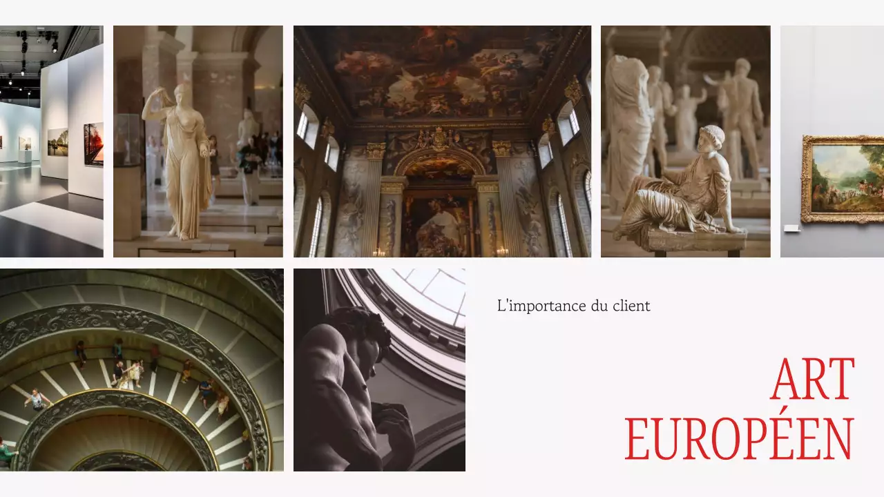 Gris et rouge : matériel élégant pour les conférences sur l'art européen