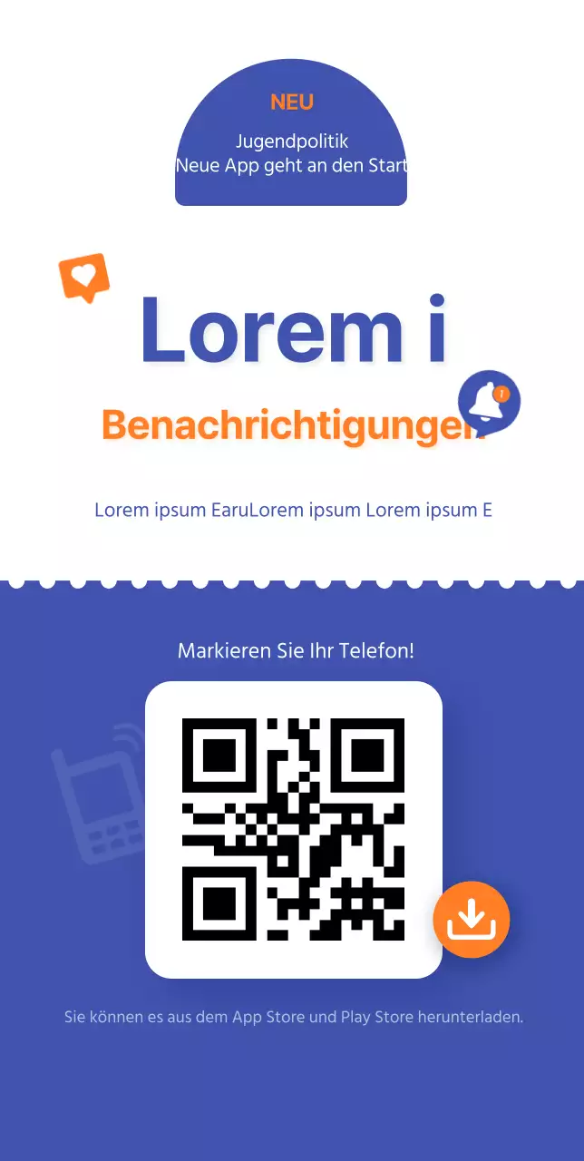 Neue App für Behörden mit lila Akzenten Gestaltet mit QrealCode Qreal SNS-Symbolen