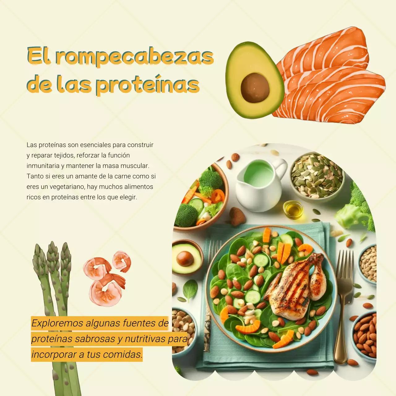 Verde y amarillo Publicidad moderna sobre alimentación sana y dietas