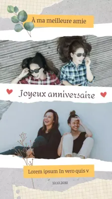 Gris Trendy Natural Happy Birthday Wishes for friends (Souhaits de joyeux anniversaire pour les amis)