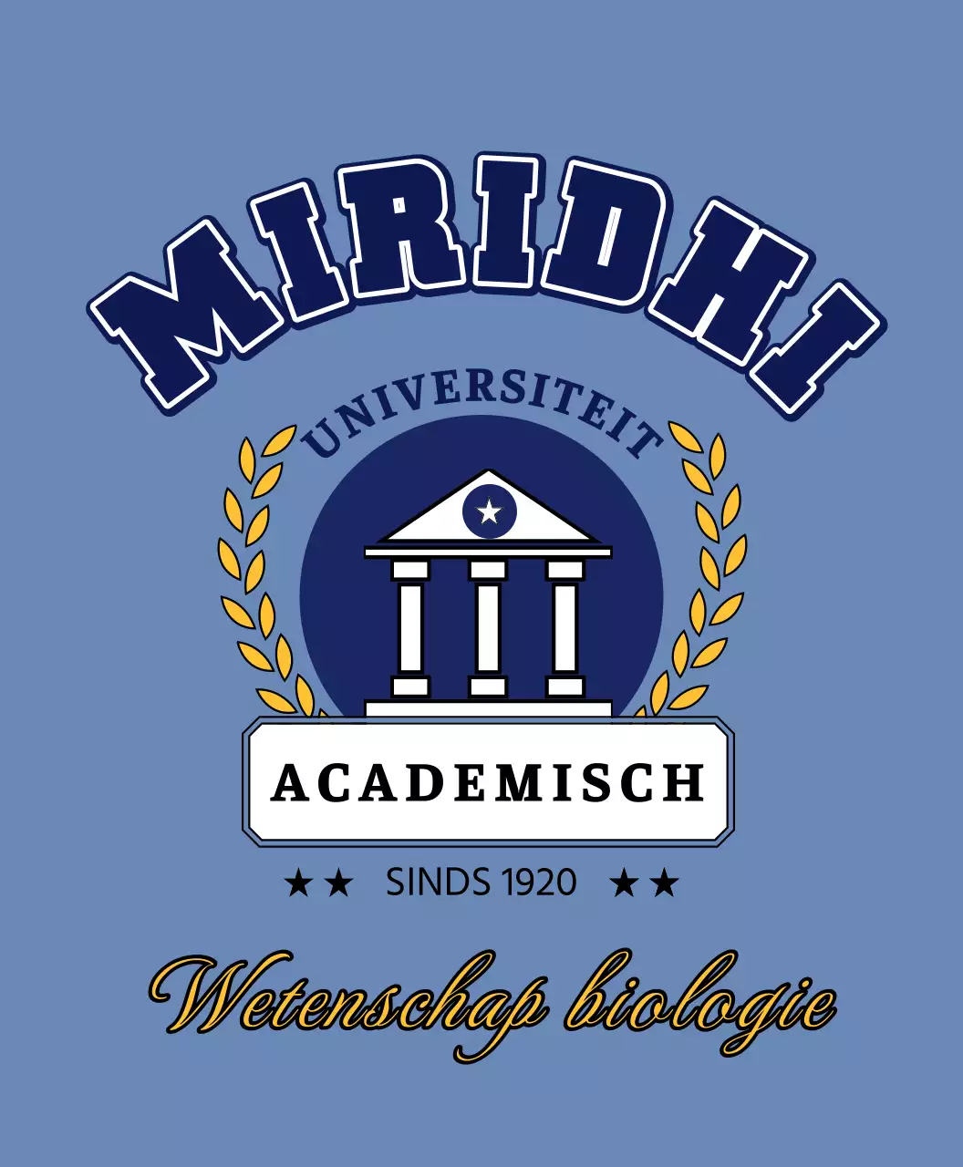 Universiteit t-shirt met universiteitslogo en lauwerkrans illustratie