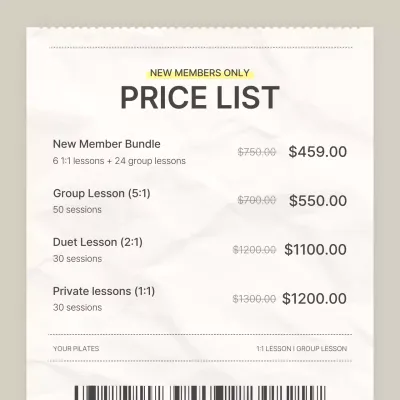 Beige Simple Price List Document Social Media Post