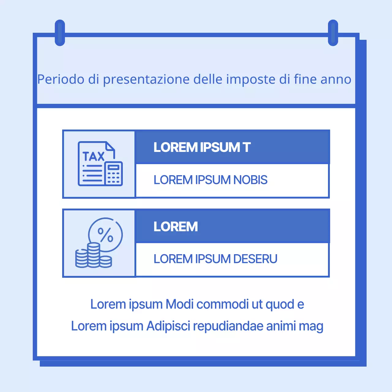 Istruzioni semplici per il pagamento della dichiarazione dei redditi in blu e azzurro