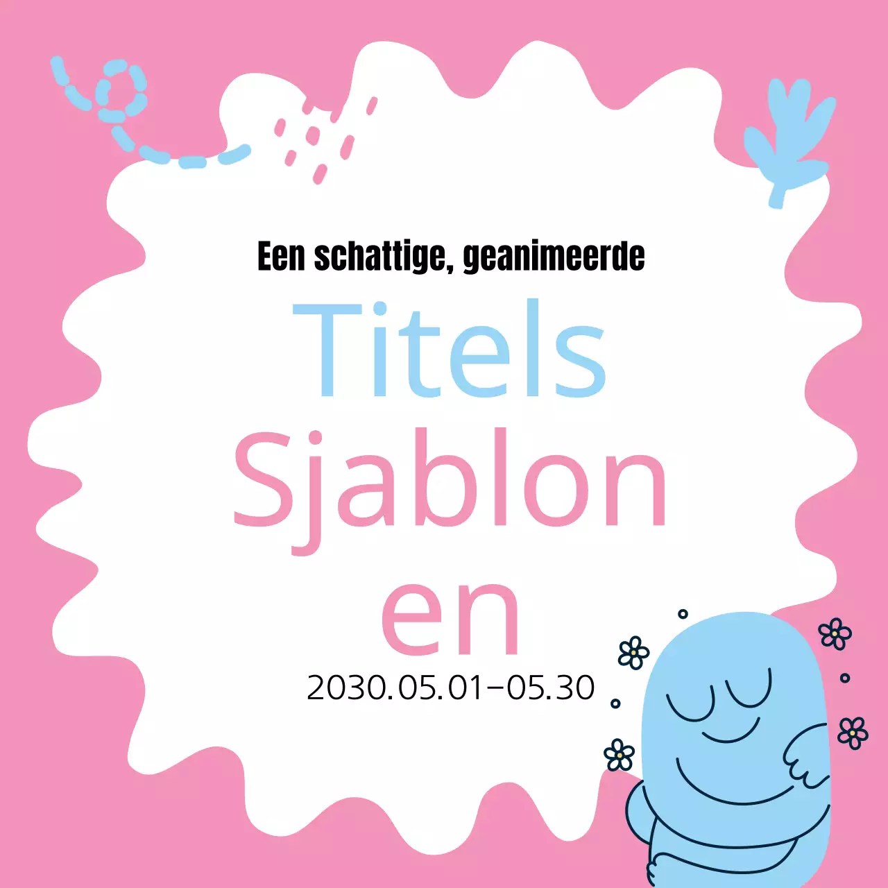 Mooie titellijst in lichtblauw en roze