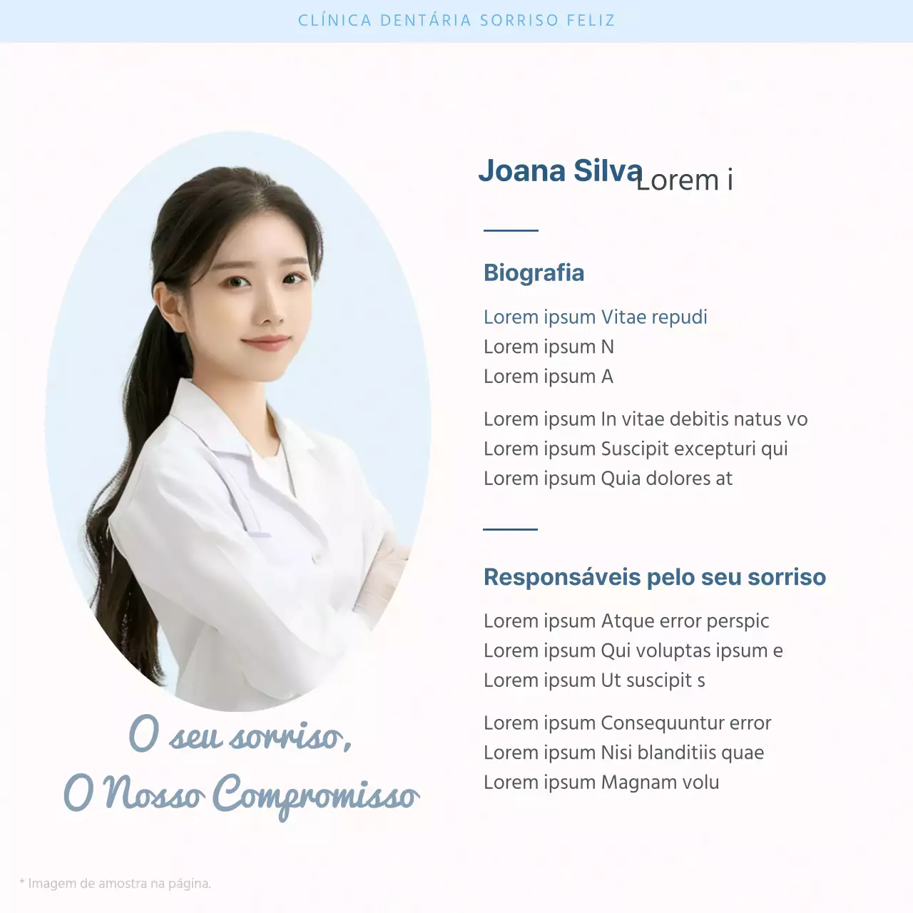 Promover a introdução de pessoal médico hospitalar para promover a medicina dentária simples em branco e azul claro