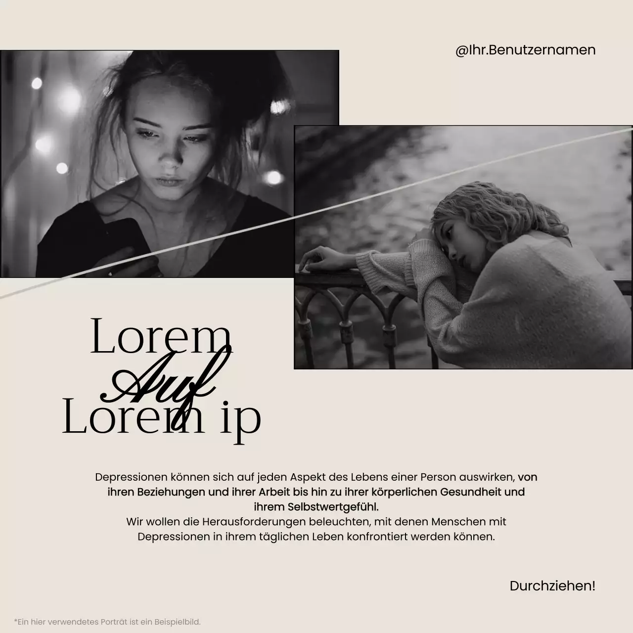 Beige und Schwarz Minimal Mental Health Vortragsmaterial