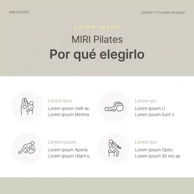 Marketing en redes sociales de Pilates moderno en beige y amarillo