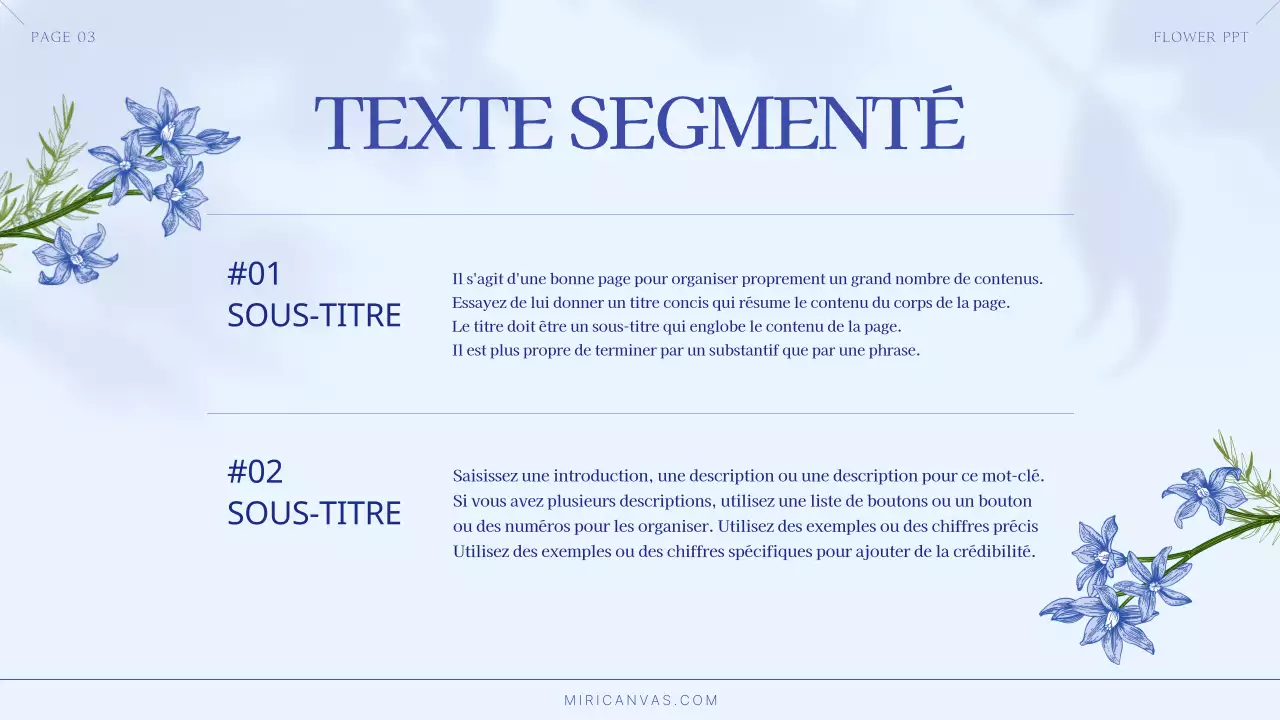 Fleurs d'été luxueuses en bleu et bleu clair Brief de la marque de la petite entreprise