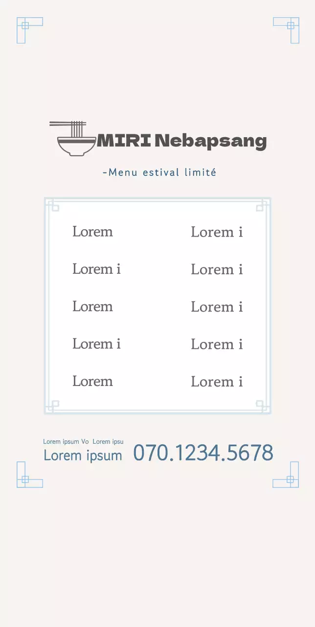 Information sur le menu d'été Stand POP Type B