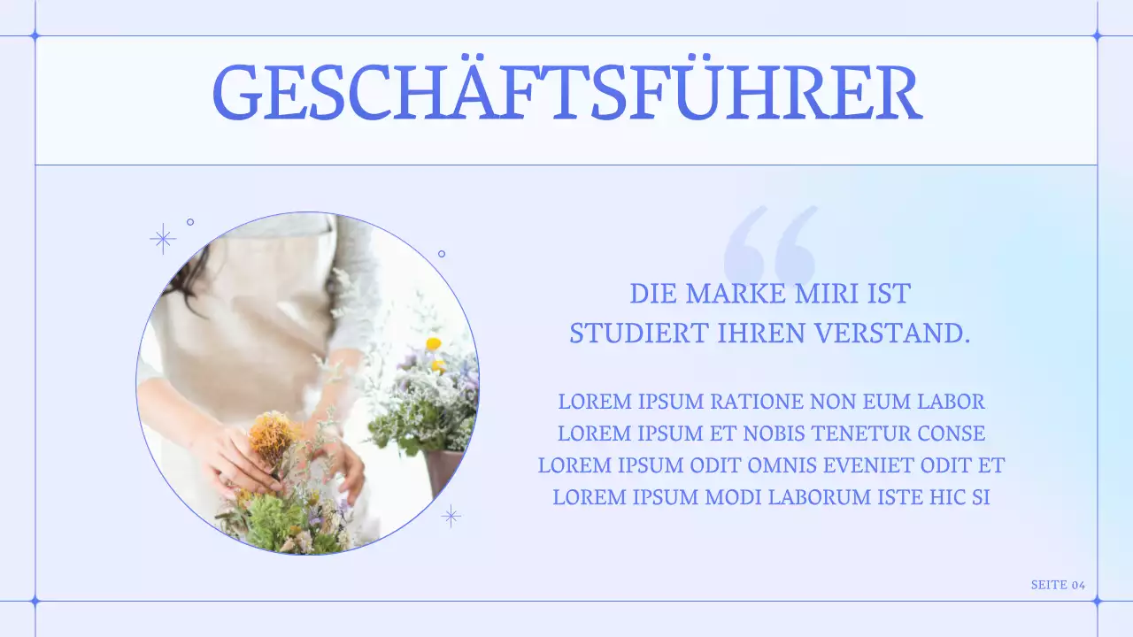 Ein einfaches blaues und lila Blumengeschäft für ein kleines Unternehmen