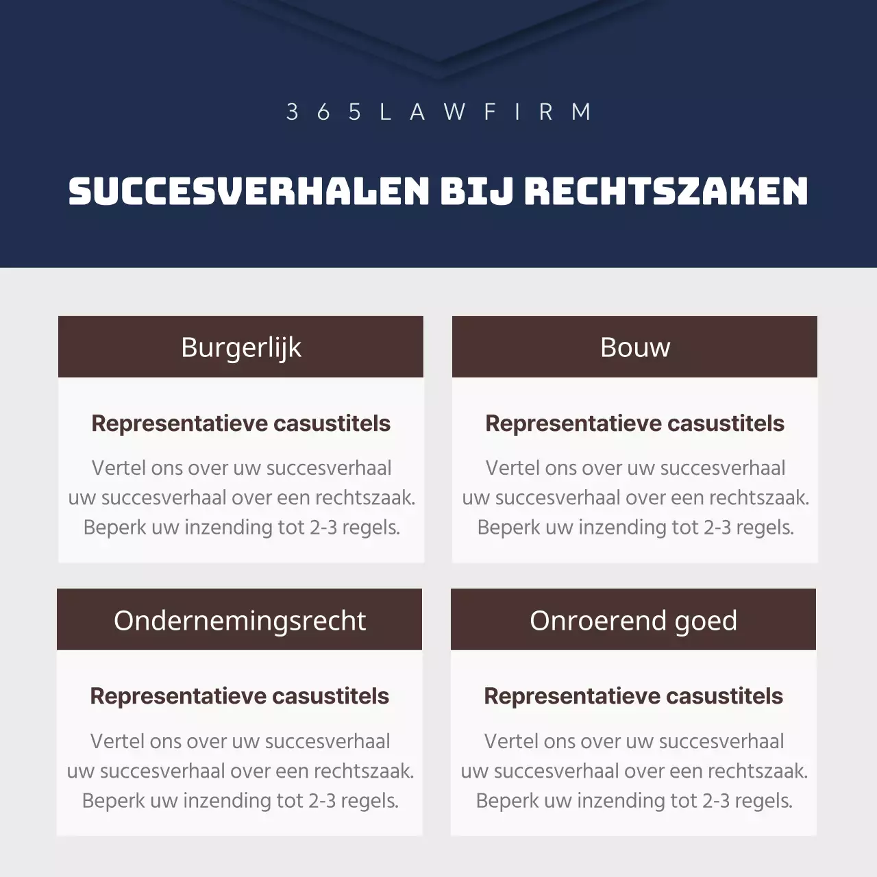 Een eenvoudig advocatenkantoor in marineblauw en bruin