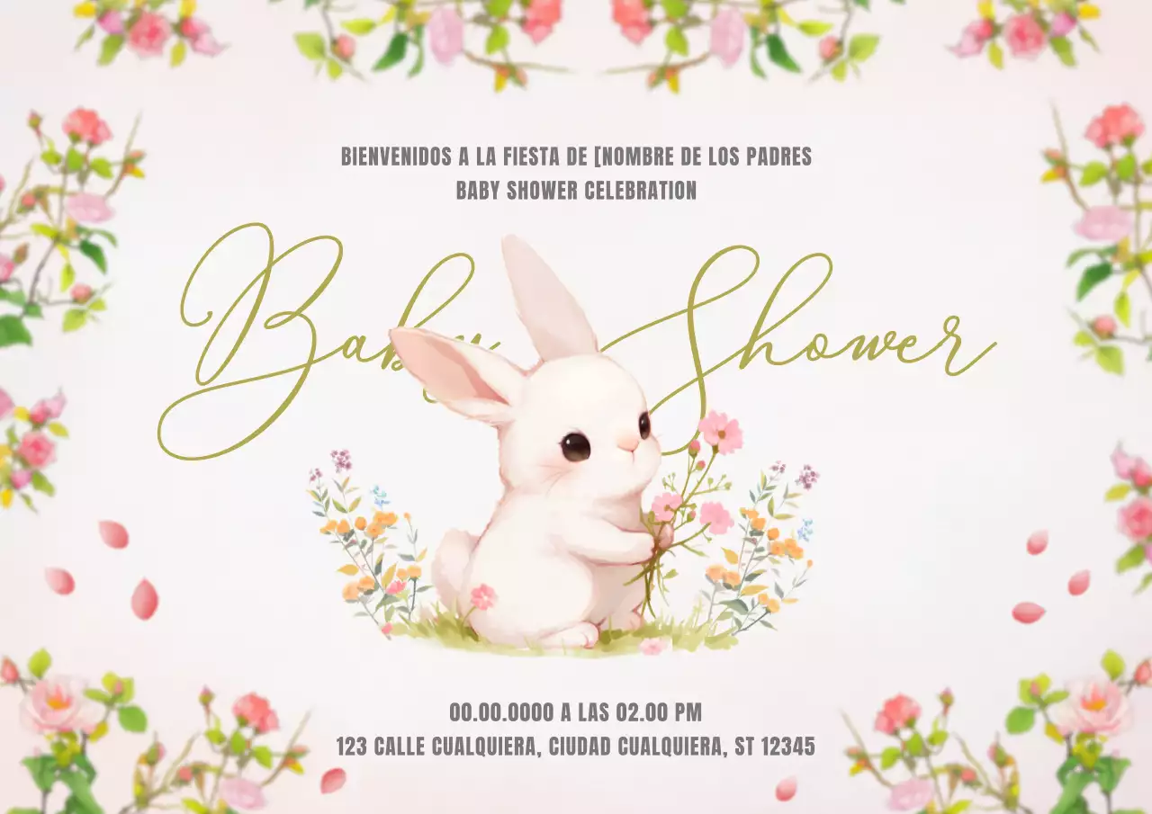 Rosa Blanco Natural Baby Shower Aviso